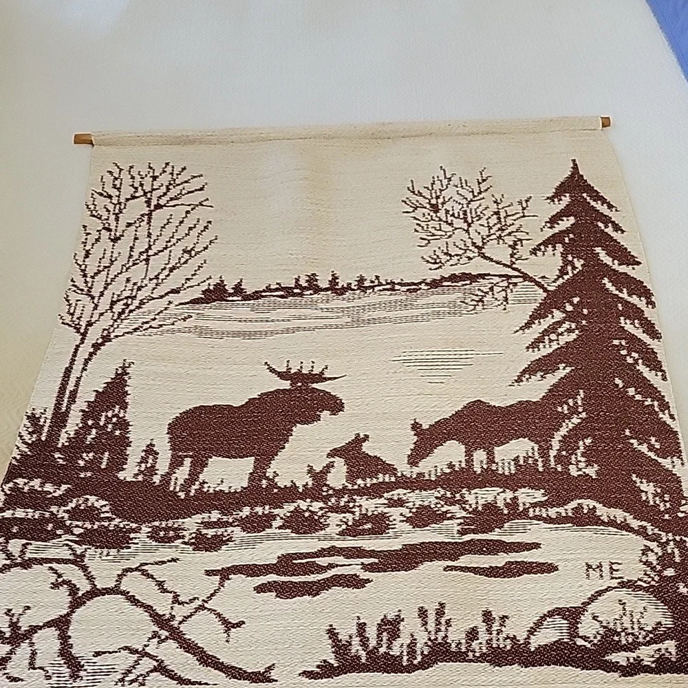 Margareta Eriksson Family Of Moose Brown and Cream Patterned Textile